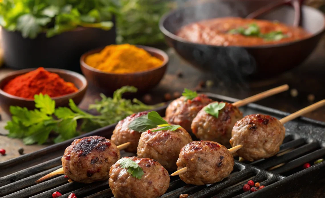 Kefta grilling with spices and herbs