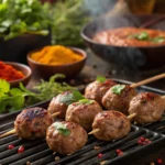 Kefta grilling with spices and herbs