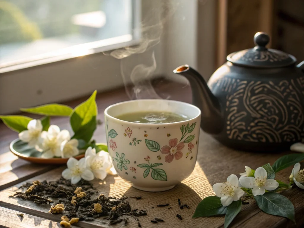Jasmine tea in a Chinese teacup